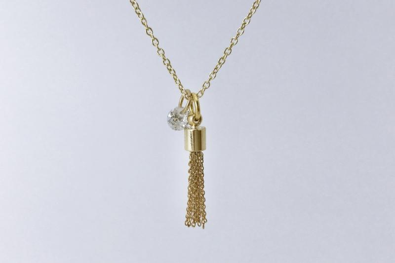 [Ozel] Delicate Fit Glossy Brass Cubic Necklace